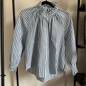Veronica Beard Blue and White Striped Top